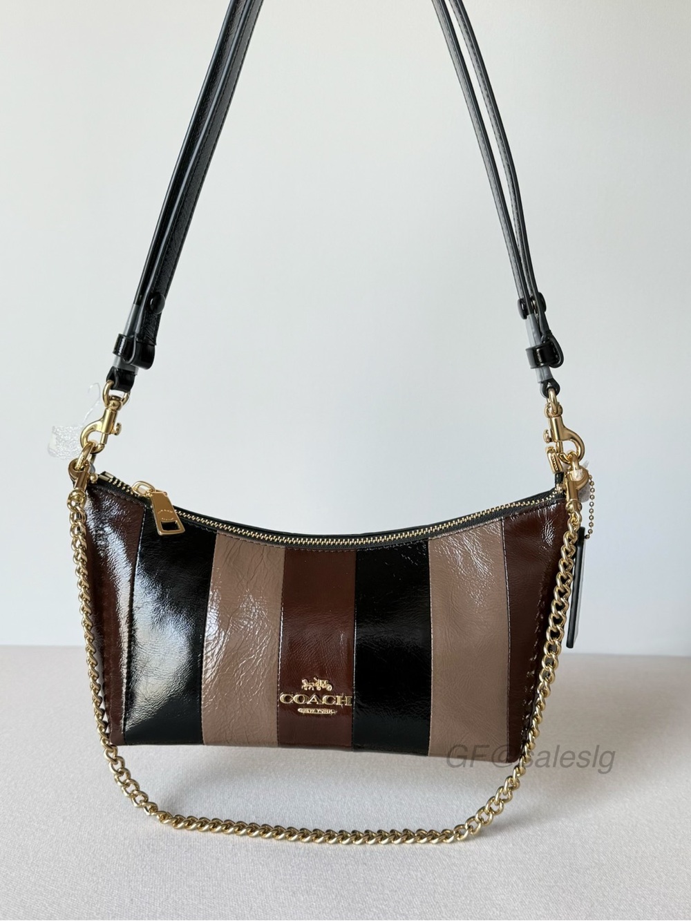 NWT Coach Caitlin Shoulder Bag
With Striped Patchwork